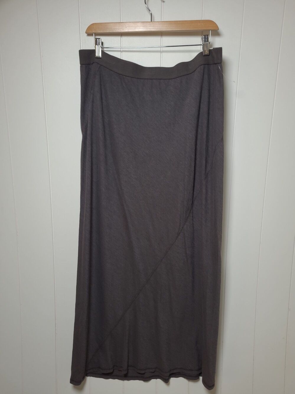 Eileen Fisher Long Maxi Skirt Women Large Gray Organic Cotton Hemp Elastic Waist